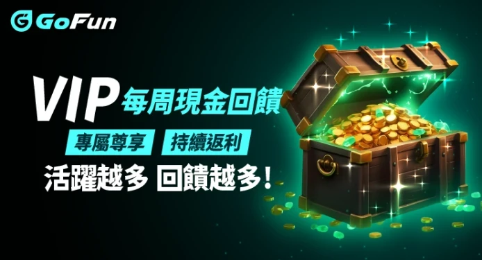 GoFun VIP 每週現金回饋活動示意圖：專屬尊享、持續返利，活躍越多回饋越多